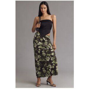 The Tilda Maxi Slip Skirt BIas Cut Green FLoral Kelly S